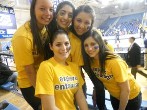 Robyn (bottom right) with her friends at a La Salle basketball game.